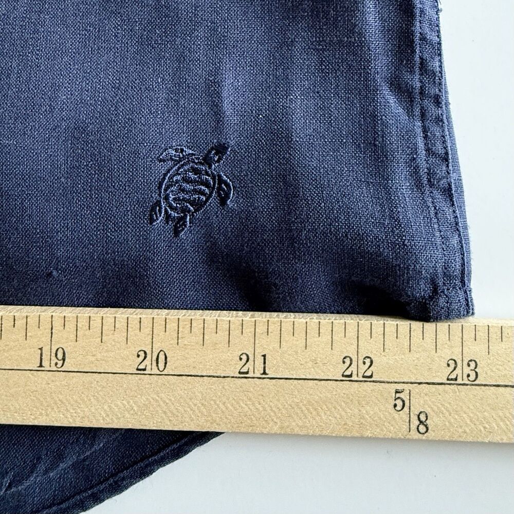 Vilebrequin Button-Up Long Sleeve Shirt Men's Large Blue Linen Coastal Tropical - Picture 14 of 16